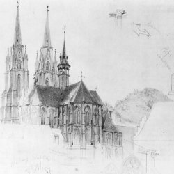 Adolph-Menzel-Blick-auf-die-Elisabethkirche-in-Marburg-von-Norden