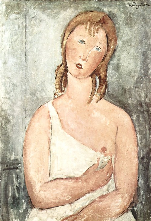 Amedeo Modigliani Maedchen Giovana Rossa im Hemd Wandbild