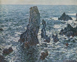 Claude Monet Felsen auf der Belle Ille die Nadeln von Port Coton Wandbild