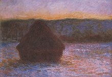 Claude-Monet-Heuschober-Tauwetter-Sonnenuntergang