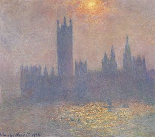 Claude Monet die Houses of Parliament Sonnenlicht im Nebel Wandbild