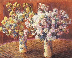 Claude Monet zwei Vasen mit Chrysanthemen Wandbild
