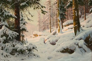 Walter Moras Waldszene zur Winterszeit Wandbild