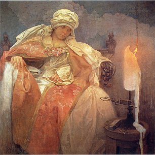 Alfons Mucha Woman with a Burning Candle Wandbild