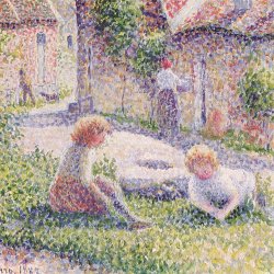 Camille-Pissarro-Kinder-auf-einem-Bauernhof