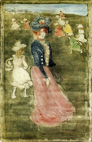 Maurice Prendergast lady in a pink skirt Wandbild