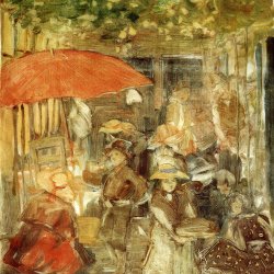 Maurice-Prendergast-picnic-with-red-umbrella