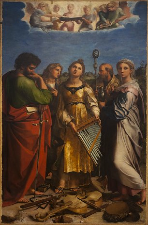 Raffael Heilige Cecilia in extase met Paulus Johannes Wandbild