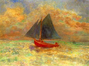 Odilon Redon Blue Boat with a red Sail Wandbild