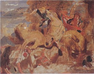 Odilon Redon Studie zu Die Loewenjagd nach Delacroix Wandbild