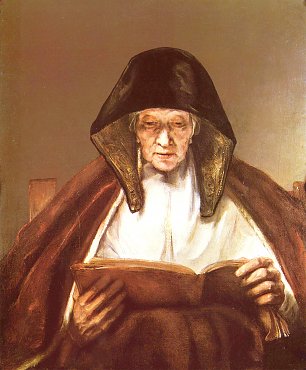 Rembrandt van Rijn Alte Frau lesend Wandbild