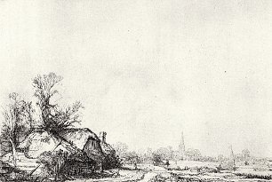 Rembrandt van Rijn Die Huetten am Kanal