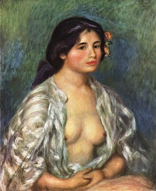 Auguste Renoir Gabrielle mit offener Bluse Wandbild
