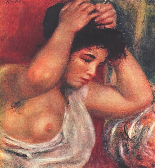 Auguste Renoir Junge Frau beim Frisieren Wandbild