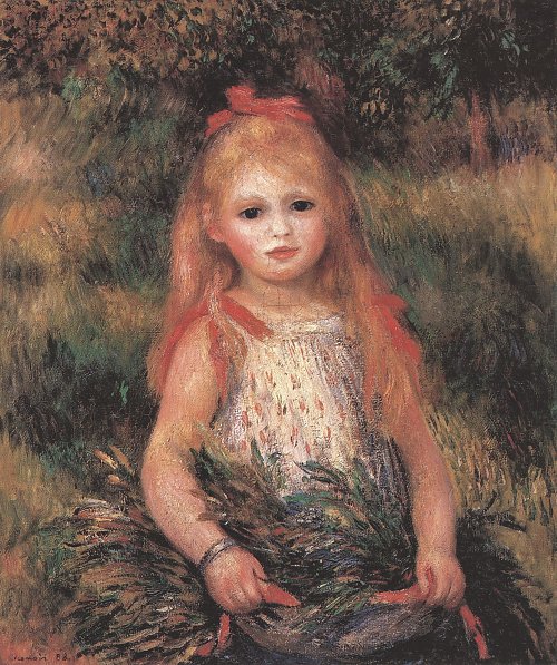 Auguste Renoir Kleines Maedchen traegt Blumen Wandbild