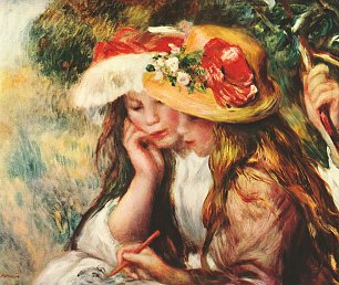 Auguste Renoir Zwei lesende Maedchen im Garten Wandbild