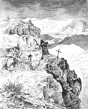 Ludwig Richter Gebirgshoehen bei Civitella mit Eremitenhuette Wandbild