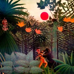 Henri-Rousseau-An-american-indian-stuggling-with-a-gorilla