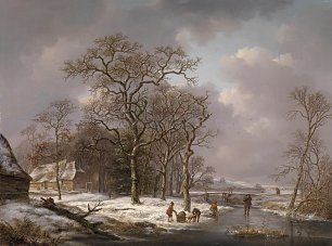 Andreas Schelfhout Figures in a Winter Landscape Wandbild