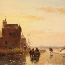 Andreas-Schelfhout-Winter-Landscape-with-a-Fort