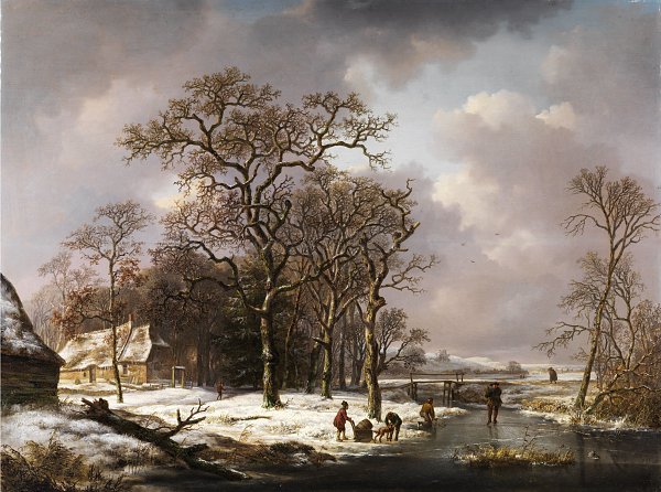 Andreas Schelfhout Winter landschap met knoestige eiken Wandbild