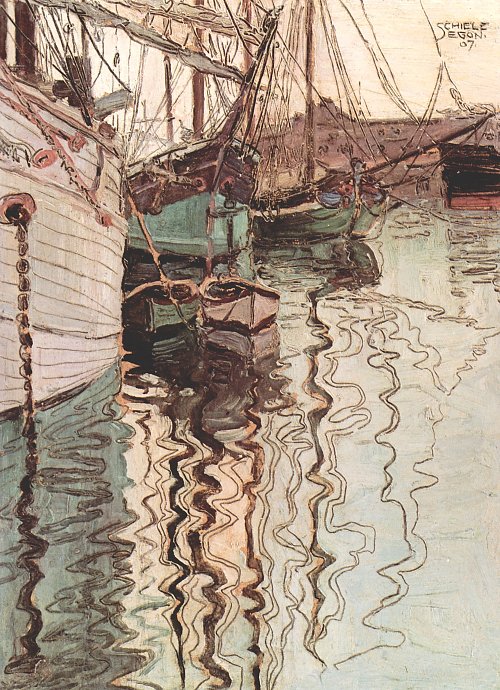 Egon Schiele Segelschiffe im wellenbewegten Wasser Wandbild