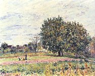 Alfred-Sisley-Nussbaeume-bei-untergehender-Sonne-Anfang-Oktober