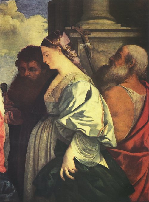 Tizian Maria mit dem Kinde und vier Heiligen Wandbild