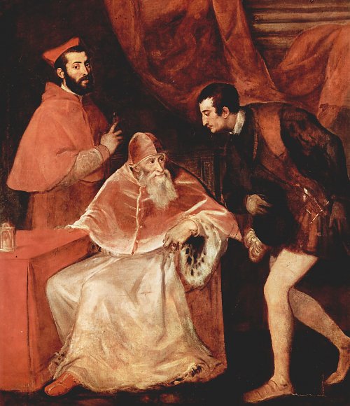 Tizian Papst Paul III und Alessandro und Ottavio Farnese Wandbild