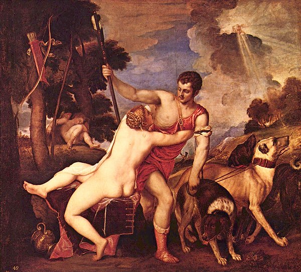 Tizian Venus und Adonis 1 Wandbild
