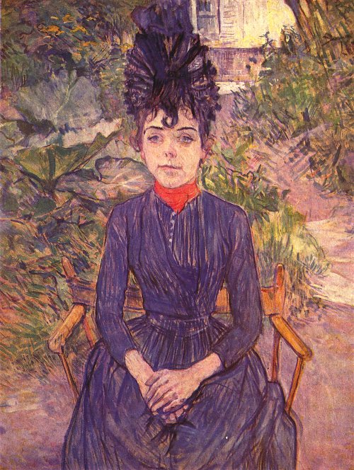 Toulouse Lautrec Portrait der Justine Dieuhl im Garten Wandbild