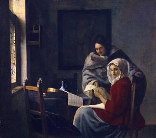 Jan Vermeer Girl interrupted at her music Wandbild