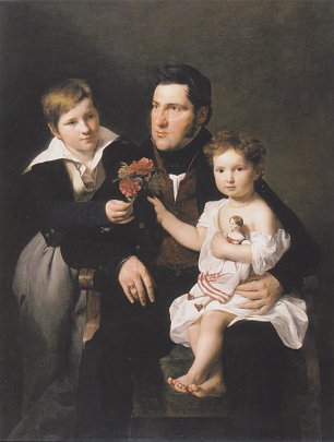 Ferdinand Georg Waldmueller Johann Feldmueller mit beiden Kindern Wandbild