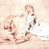 Antoine-Watteau-Studienblatt-Sitzende-Frau-und-liegender-Mann
