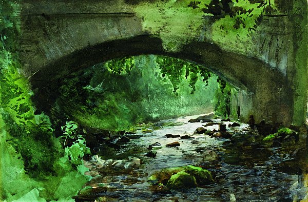 Anders Zorn River under Old Stone Bridge Wandbild