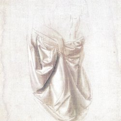 Leonardo-Da-Vinci-Gewandstudie-fuer-eine-stehende-nach-rechts-schreitende-Figur