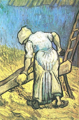 Vincent van Gogh Baeuerin beim Strohschneiden Wandbild