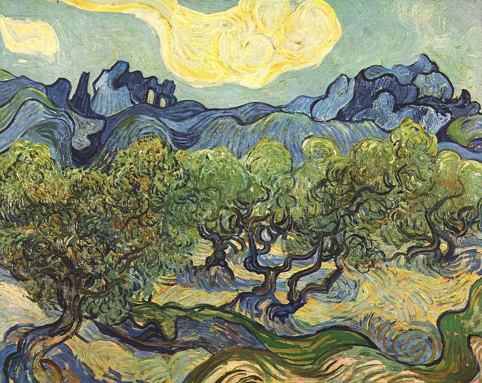 Vincent van Gogh Landschaft mit Olivenbaeumen Bild auf Leinwand