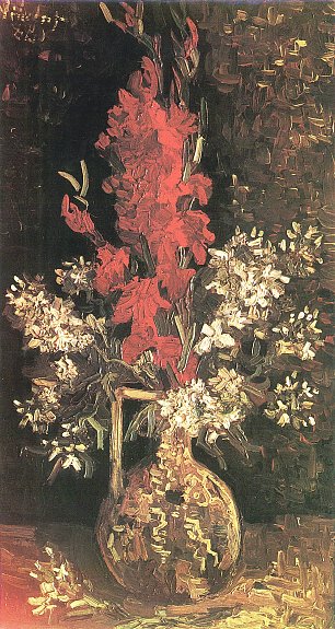 Vincent van Gogh Vase mit Gladiolen und Nelken Wandbild