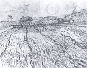 Vincent van Gogh Feld mit aufgehender Sonne Wandbild