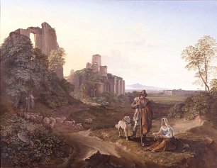 Friedrich von Nerly Italienische Landschaft mit Ruinen Wandbild