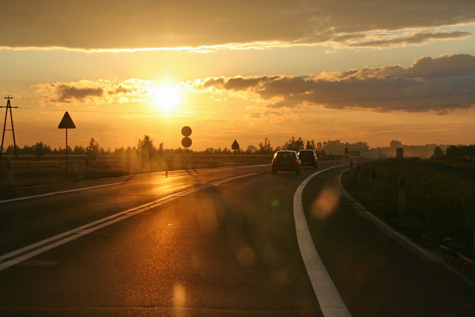 Autobahn Strasse Sonnenuntergang Wandbild kaufen