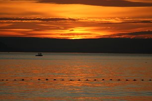 Abendsonne am See Wandbild