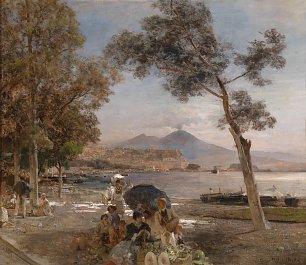 Oswald Achenbach Abendstimmung am Golf von Neapel Wandbild