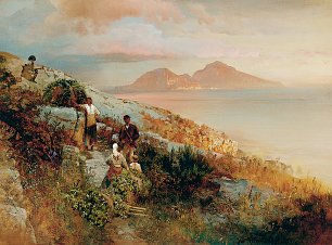 Oswald Achenbach Blick auf Capri Wandbild