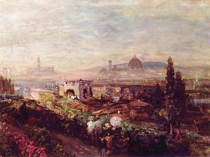 Oswald Achenbach Blick ueber Florenz Wandbild