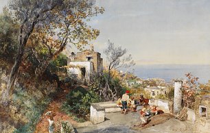Oswald Achenbach Blick ueber die Bucht von Neapel Wandbild