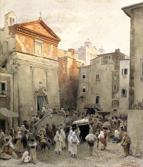 Oswald Achenbach Funeral in Palestrina Wandbild