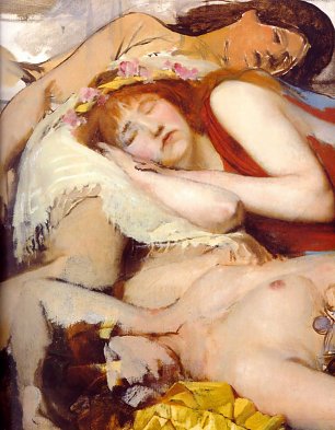 Lawrence Alma Tadema Exhausted Maenides after the Dance Wandbild