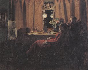 Anna Ancher Anna Ancher und Michael Ancher beim betrachten des Tagewerks Wandbild
